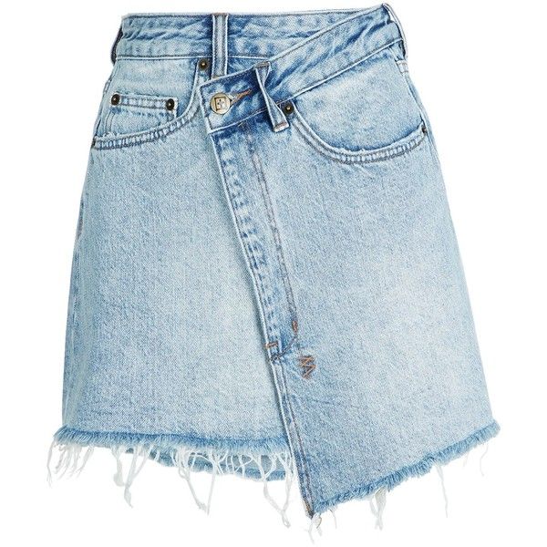 Ksubi Uneven Hem Denim Skirt (740 PLN) ❤ liked on Polyvore .