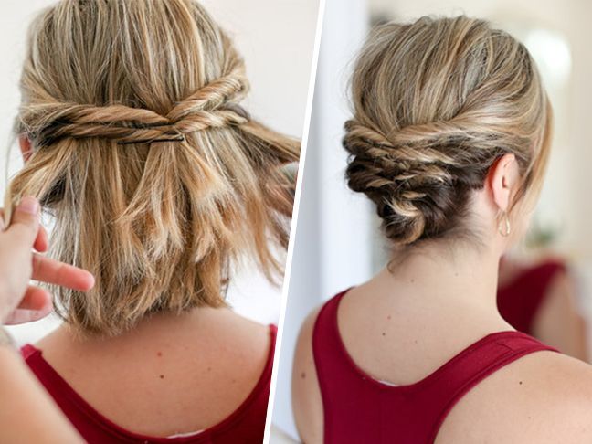 Quick Messy Updo for Short Hair | Short hair updo, Short hair .