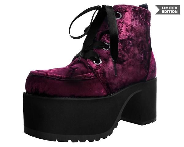 Burgundy Crushed Velvet Nosebleed Boot - *FINAL SALE/NON .