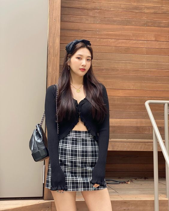 Red Velvet Joy Clothes - Plaid High Waist A-Line Skirt | Red .