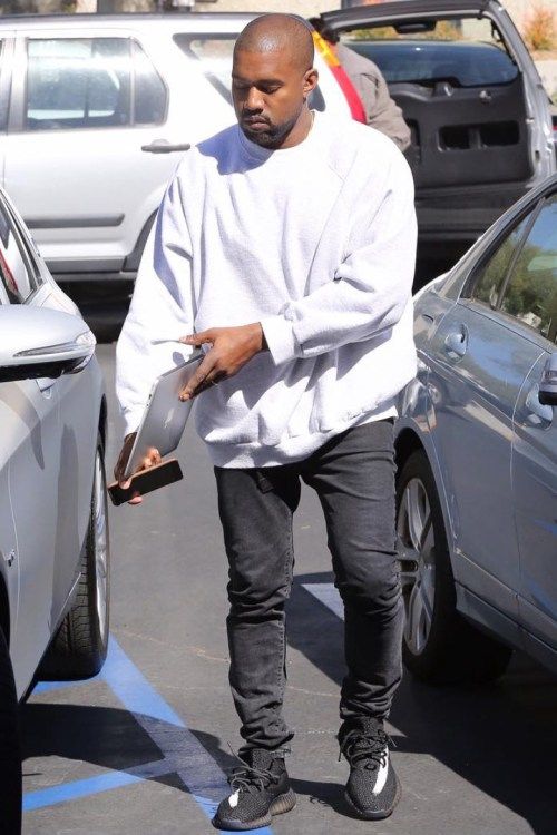 Kanye West Seen Wearing New Striped Yeezy Boost | Kanye west .