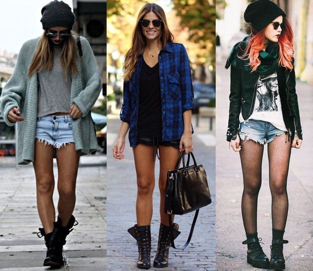 combat boots with denim shorts | Combat boot outfit, Spring .