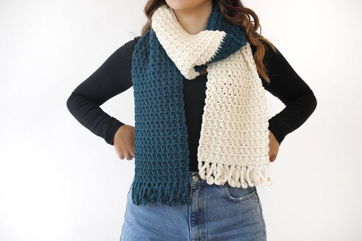 Women Handmade Crochet Scarf Long Unisex Scarf in Soft Merino .