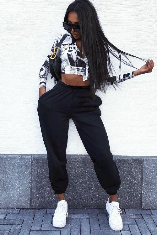 Black Oversized Joggers - Erica | Pants for women, Spring outfits .
