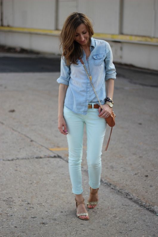 denim and mint | Fashion, Style, Mint pants outf