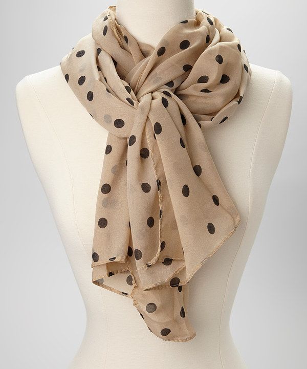 Bubbly Bows Tan & Black Polka Dot Scarf | Polka dot scarf, Black .