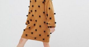 Monki Pom Pom Roll Neck Jumper Dress | ASOS | Shirts women fashion .