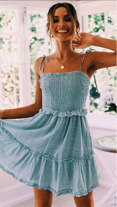 VIOLET ruffle short dress | Casual summer dresses, Casual dresses .
