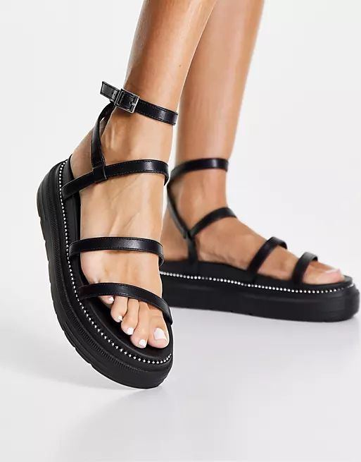 Topshop Planet ankle wrap sandals in black | ASOS | Ankle wrap .