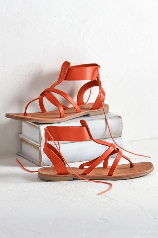 Ankle Wrap Flat Sandal - Strappy Leather Sandal | Soft Surroundin