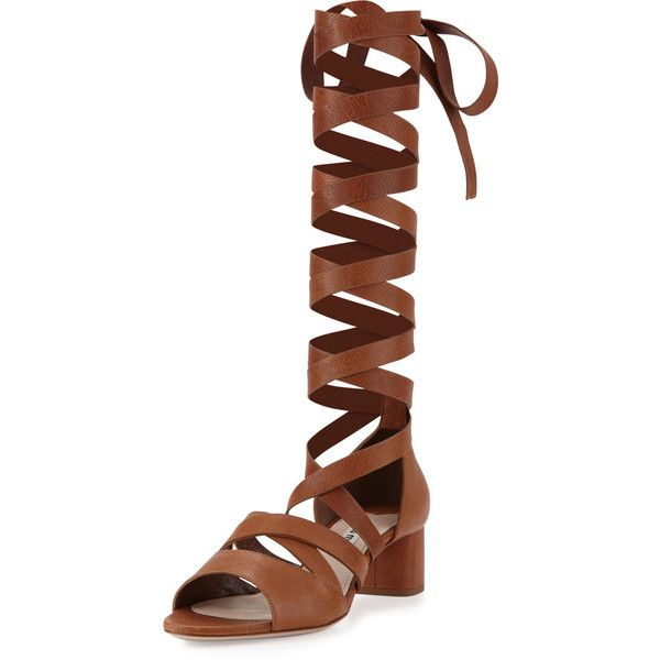 Miu Miu Leather Ankle-Wrap Gladiator Sandal | Gladiator sandals .