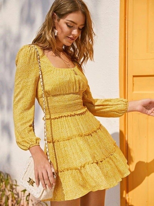 Yellow Summer Mini Dresses for Women. Cute Short Yellow Dresses .